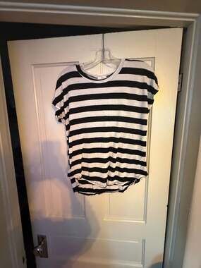 Rebel Society Striped Short Sleeve High-Low Top